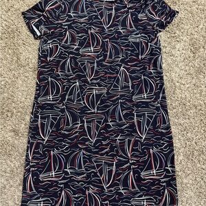 Talbots Blue and White Raglan Sleeve Mini Dress